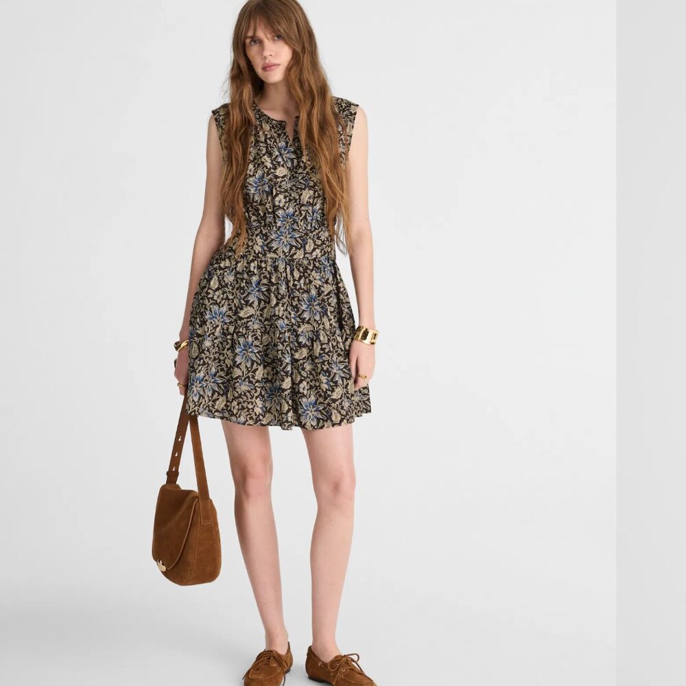 NWT Madewell Gathered Button-Front Mini Dress in Floral Sz Small